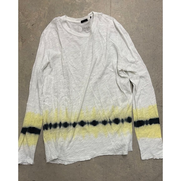 ATM Anthony Thomas Melillo Tops - ATM Anthony Thomas Melillo Tie Dye Long Sleeve Top White Yellow Black XL